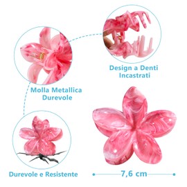 Mollettone Capelli Donna Fiori, Set di 4 Pinze Per Capelli Hawaiano Per Capelli Sottili e Spessi, Accessori per Acconciature Per Donne e Ragazze (P)