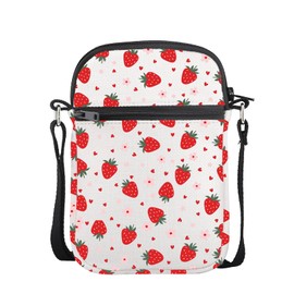 CMNIM Strawberry Gifts Cute Strawberry Pattern Mini Purse Cell Phone Crossbody Bag With Zipper for Strawberry Lover Gift (Strawberry Mini CB)