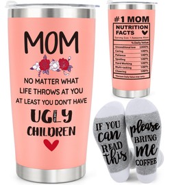 Gifts for Mom from Daughter Son, Mom Christmas Birthday Gifts, Best Mom Ever Gifts, Mother Mama Funny Mom Gifts, Mothers Day Bonus Mom Stepmom Mom Gifts Pink 20oz Tumbler Cup and Socks