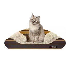 Baby Chomsi Lounging Cardboard Cat Scratching Pad with Catnip - Modern Sofa Bed Design - Durable Corrugated Reversible Surfaces