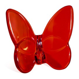 Lioaeust Crystal Butterfly Figurines,Flying Butterfly Figurine Decor Crystal Cut Glass Butterfly Ornament Statue Animal Collectible Gift Home Ornament Decor (Red)