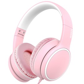 RORSOU R10 - Auriculares intrauditivos con micrófono, ligeros y plegables con cable antienredos, auriculares portátiles con cable para smartphone, tablet, computadora MP3/4 (rosa)