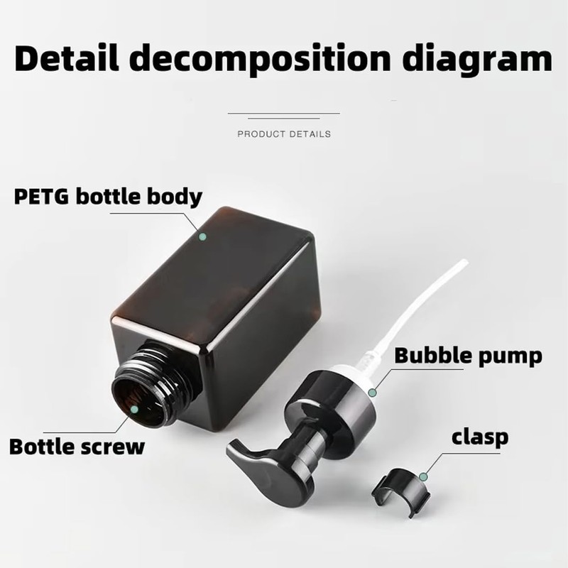 2Pcs Foaming Soap Dispenser, 450ml(16oz) Refillable Modern Square Pump Bottle