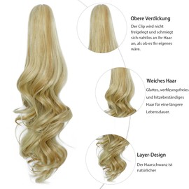 Luxiremi Ponytail Extension Braid Curly Jaw Clips Ponytail with Clip 40 cm Bronze Yellow Mix Blonde Braid Hair Extension Ponytail Hairpiece for Women