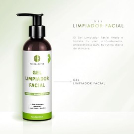 PUREZA NATUR Gel limpiador facial con acido hialuronico, aloe vera y vitamina C | Jabon dermolimpiador (cleansing) para todo tipo de piel 250ml