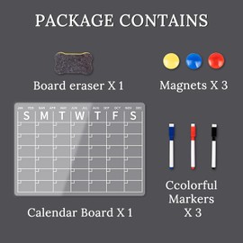 Yelsky Magnetic Fridge Calendar Magnetic Calendar Reusable Planning Board Fits Office and Home Organization Board Includes 3 Markers, 3 Magnets and 1 Eraser