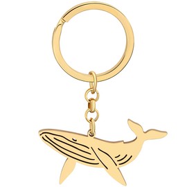 NEWEI Cute Jellyfish Keychain Dolphin Whale Key Chain Rings Charms Decorations for Women Girls Ocean Animals Lovers Charms, Whale Gold Plated #4, W2L2