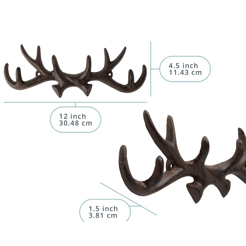 Comfify Vintage Cast Iron Deer Antlers Wall Mounted Hooks |