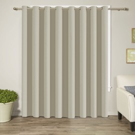 Turquoize Blackout Curtains Extra Wide Sliding Door Curtains for Living Room 96 Inches Thermal Insulated Patio Door Curtain Panel Grommet Window Treatment Curtain, 1 Panel(100Wx96L Inches,Cream Beige)