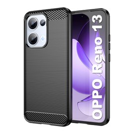 HEYUS Case for Oppo Reno 13 5G 2025, Shock-Absorption Brushed Flexible Soft Carbon Fiber Protective Cover for Oppo Reno 13 2025 - Black