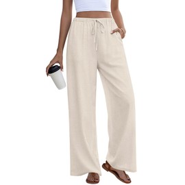 Anymeet Summer Outfits for Women Flowy Clothes for Women High Waist Wide Leg Clothes Vacation Outfits Flaxen Large