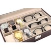 AUTOARK Leather 6 Watch Box Jewelry Case and 3 Piece