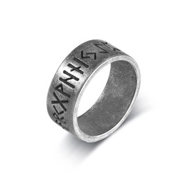Joliernelle Mens Antique Rune Ring Stainless Steel Amulet Jewelly Gift Nordic Viking Band Ring Size O