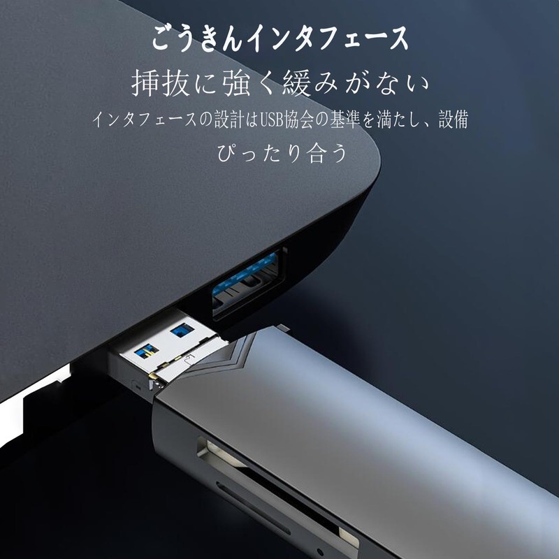 SDカードリーダ3-in-1メモリカードリーダ多機能データ転送Type-C/Micro USB/USB SD TF USBカメラアダプタ0 TG機能変換アダプタ超小型双方向高速データ転送写真/ビデオ/ファイル/キーボードWindows/Macbook/Android互換（グレイ）