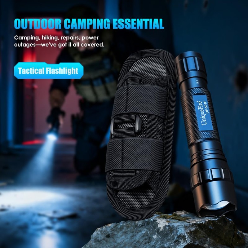 UniqueFire 501F Small Tactical Flashlight with Holster, 5 Modes Mini