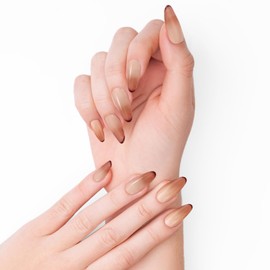 AFGHOUZ Pink Gradient Red French Tip Artificial Press on Nails Medium Oval, Full Cover Glue on Nails for Women, 10 Pcs Reusable, Suitable for Many Occasions