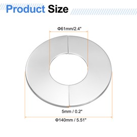 HARFINGTON 2pcs Wall Split Flange 2.4" (61mm) Stainless Steel Round Self-Adhesive Split Flange Pipe Cover Clip-on Escutcheon Collar for Floor Ceiling Bathroom Kitchen Toilet