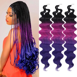30 Inch Body Wave Crochet Hair 3 Packs Synthetic Curly Braiding Hair Ocean Wave Twist Crochet Braids French Curl Crochet Braids Wavy Braiding Hair Extensions(30",C10)