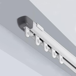 TIPIACE Ceiling Mounting Telescopic Curtain Track Measurement-Free Curtain Rail Suitable for Office, Living Room and Room Divider(white -Suitable window size：68.9” to 129.9” or 5.74ft to 10.8ft)
