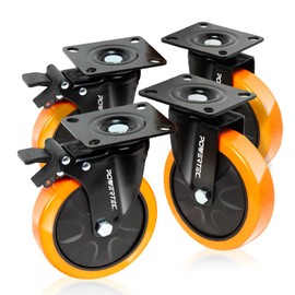 POWERTEC 6 Inch Swivel Caster Wheels Set of 4 with Dual Locking Brake - 1390 lbs Loads Heavy Duty Industrial Grade - Ideal for Heavy Equipment, Automotive Workshop, Cart, Dolly and Workbench (17216)