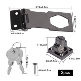 Lhdfyqt Pack of 2 Security Hasp Lock, Lockable Security Hasp Door Lock, Device Cabinet Lock, Safety Hasp with Lock, for Door Cabinet Boxes Furniture