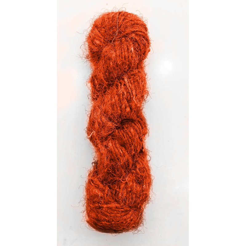(Orange) - 100g Recycled Sari Silk Yarn Hand-spun Orange Soft