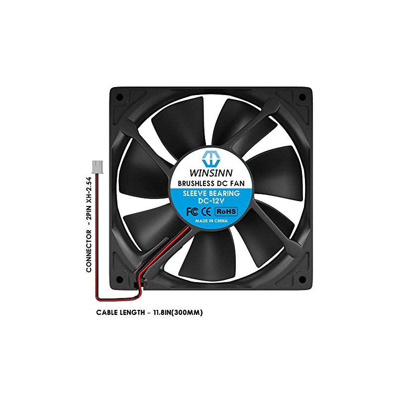 WINSINN - Ventilador de 120 mm, 12 V, sin escobillas,