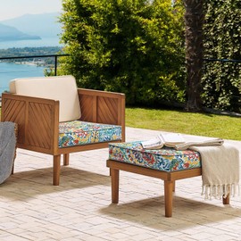 Melody Elephant Set of 2 Outdoor Chair Cushions 24 x 24 x 4, Water Repellent Patio Seat Cushion with Removable Cover, All Weather Thick Chair Cushion for Wicker、Sofa、Outdoor Furniture,Paisley Multi