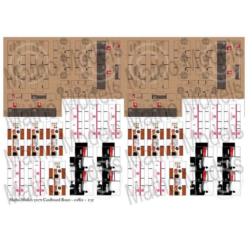 マソモデル 1/35 段ボール箱セット (コーヒー) 36個入り 情景アクセサリー MH35071