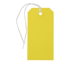 JAM PAPER Gift Tags with String - Medium - 4 3/4 x 2 3/8 - Yellow - 10/Pack