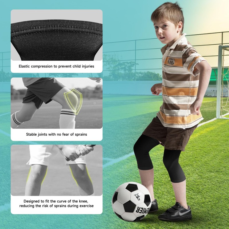 HOCAFER 2 Pairs Kids Knee Braces, Knee Compression Sleeve for