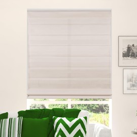 CALYX INTERIORS Fabric Roman Shade with White Backing, Light Filtering, Cordless, 40"W X 60"H, Pebble Beach