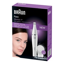 Braun FaceSpa Facial Epilator with Cleansing Brush | Women's beard remover, facial cleansing brush, hair removal and cleaning, waterproof