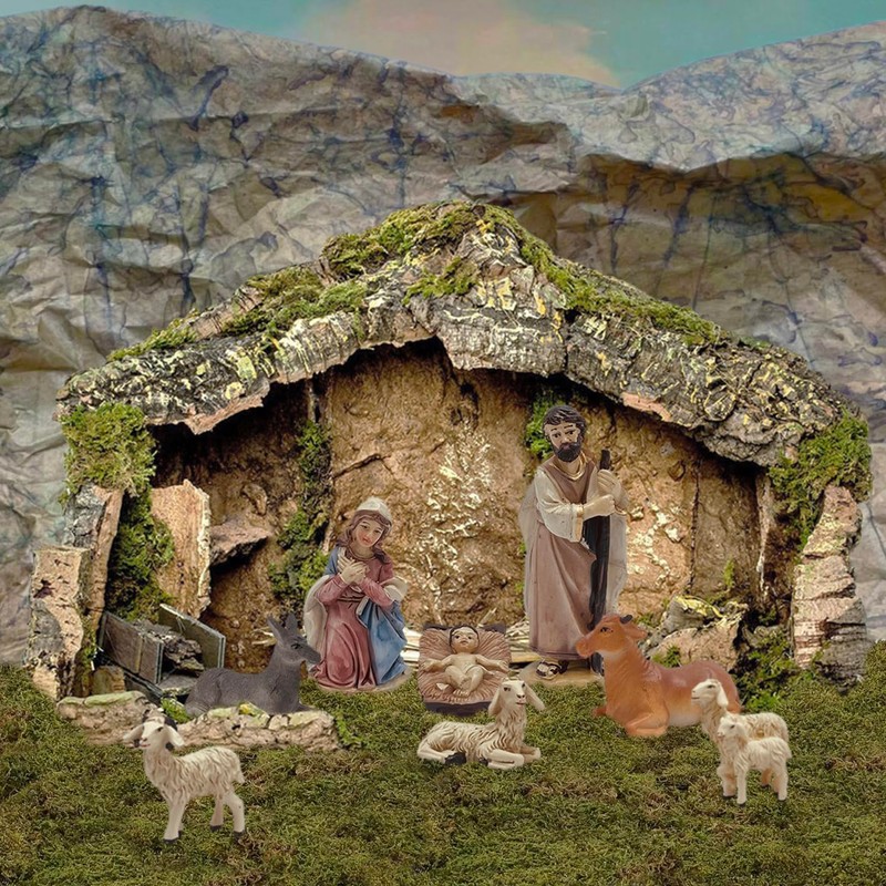 Set of 6 White Sheep 15cm Resin Sheep for Nativity