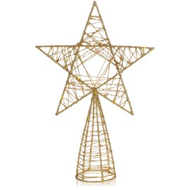 com-four® Christmas decorative star – Christmas decoration star made of metal – standing Christmas star with glitter (gold/21 cm)