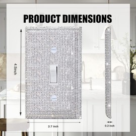 Gaocai 3 Pcs Silver Shiny Silver Rhinestones Light Switch Cover Plate Kitchen Home Decorative Single Toggle Wall Plate Durable Wall Outlet
