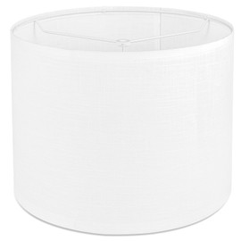 White Linen Lamp Shade,Drum lamp shade for table lamps 13" Top x 13" Bottom x 10" High,Replacement Large Fabric Lampshade for Floor Lamps and Bedside Lamps, Easy Assembly Required（Spider Fitter）