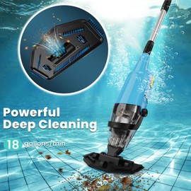 EFURDEN Pool Vacuum for Above Ground Pool, Cordless Handheld Rechargeable Pool Cleaner with Running Time Up to 90 Minutes for Sand and Debris, Ideal for In-Ground Pools, Spas, and Hot Tubs (Blue)