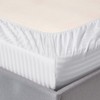 Top Linen White Stripe Fitted Sheet - 100% Egyptian Cotton