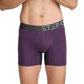 STEP ONE Mens Underwear Trunk Briefs, 1 Pair, Underwear for Men, Moisture Wicking, 3D Pouch + No Ride Up Trunk Briefs for Men Purple and Grey X-Large