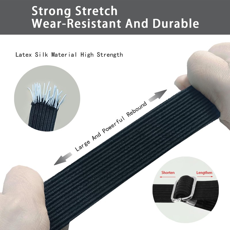 Adjustable Elastic Straps with Hooks, Set of 4 Extra Strong