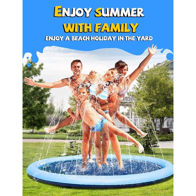 VISTOP Non-Slip Splash Pad for Kids and Dog, Thicken Sprinkler