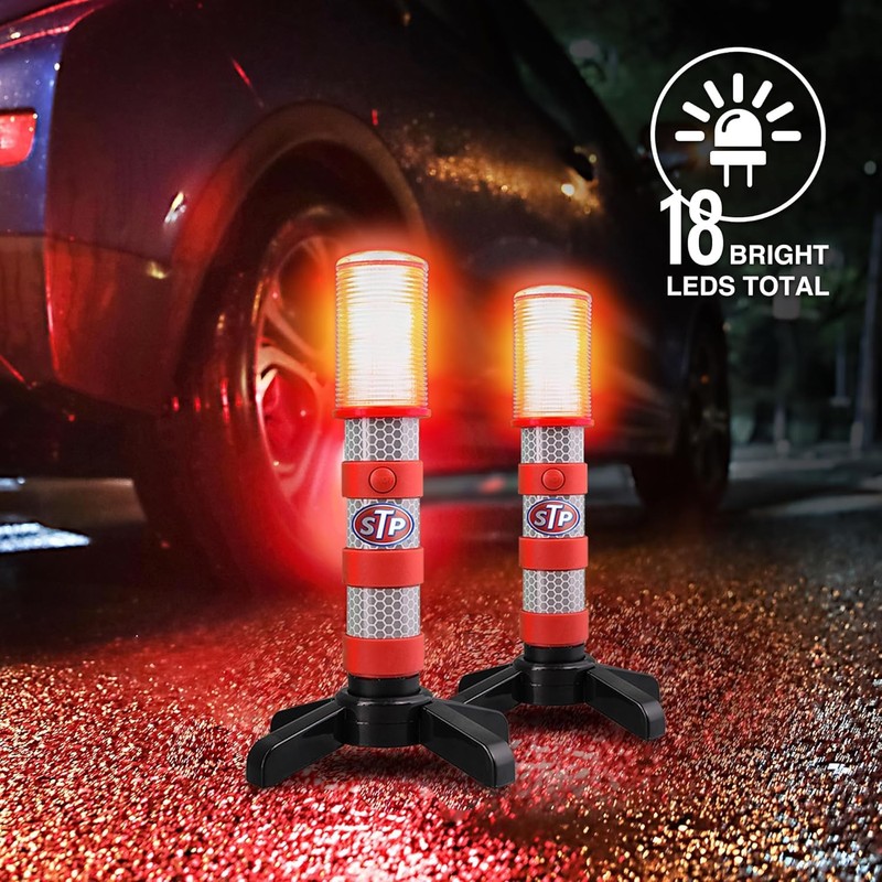 XTREME STP Emergency LED Road Flares, 3 Separate Lighting Modes: