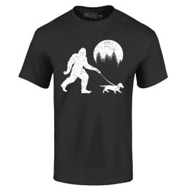 Bigfoot Walking Wiener Dog Funny Sasquatch Dachshund T-Shirt X-Large Black