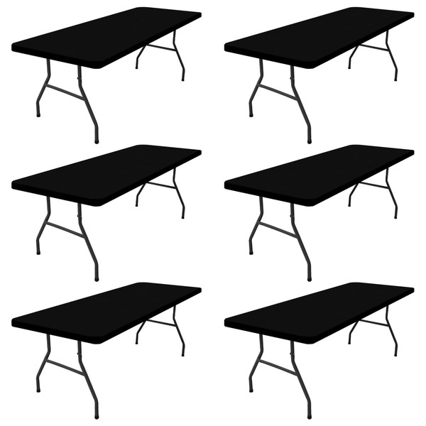 Smiry Rectangle Picnic Table Cloth 6 Pack, Waterproof Elastic Fitted