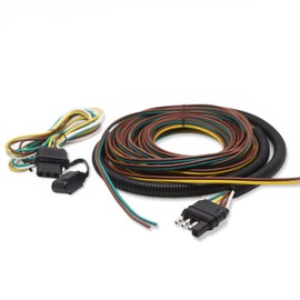 CARROFIX 4 Pin Trailer Wire Extension - 25 Ft 4 Way Flat Trailer Wiring Harness for Utility Boat Trailer Lights + 4 Feet Replacement Harness with 4 Pin Plug Color Coded AWG18 Wires