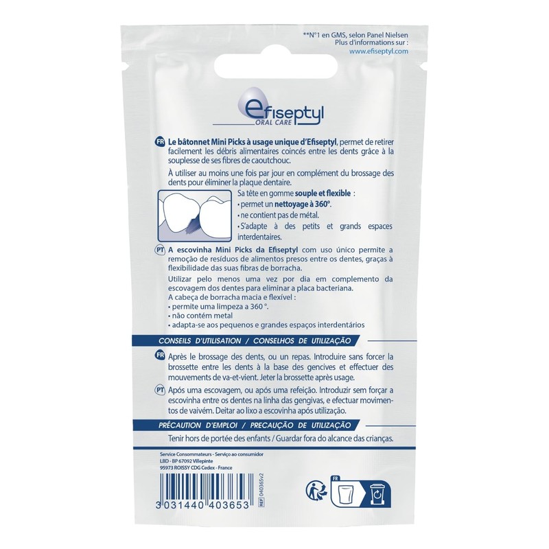 Efiseptyl - 60 Mini Picks - Eraser Sticks - Soft