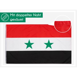 PHENO FLAGS Syria Flag - Syria Flag 90 x 150 cm with Brass Eyelets - Durable Flag for Flagpole - 100% Polyester
