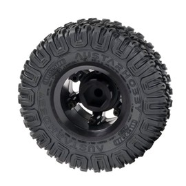 KEEDA 85mm RC Tyres and 1.55 inch Plastic Beadlock Wheel Rim for 1/10 RC Crawler Car D90 Pajero TF2 Tamiya CC01 CC02 LC70 LC80 (Black)