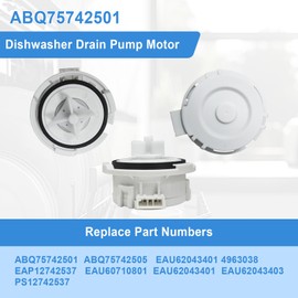 ABQ75742501 Dishwasher Drain Pump Motor Assembly Fit for Kenmore LG Dishwasher Drain Pump Replaces Part LDTS5552S, ABQ75742501, ABQ75742505, EAU62043401, 4963038, EAP12742537, EAU60710801